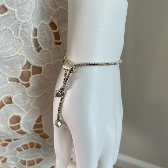 Kendra Scott Phillipa Chain Bracelet White ONYX Bar Gold Tone Slide Adjustable - Picture 2 of 11